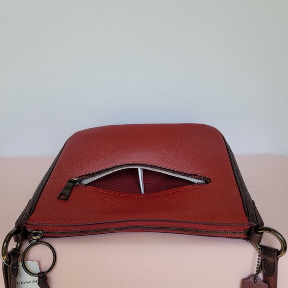COACH Chaise Colorblock Pebbled Leather Crossbody-Brick Red Multi ⭐ - Picture 8 of 16